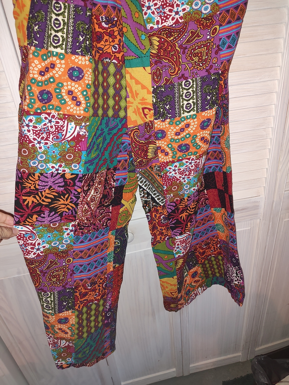 Patchwork Cotton Overalls XL 3 Pockets - Picture 6 of 10